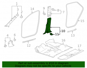 Center pillar trim lower right Lexus NX200t NX300 NX300h 15-21 black