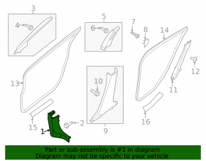Front pillar trim lower right Nissan Sentra 13-19 black
