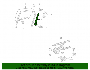 Front left door glass guide for Toyota Prius 20 04-09