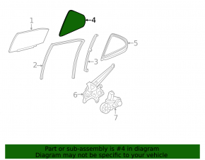 Triangle door glass with seal, rear right, Toyota Camry v70 18-24, green tint