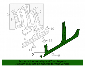 Body pillar central left Audi A3 8V 15-20 4d, 5d