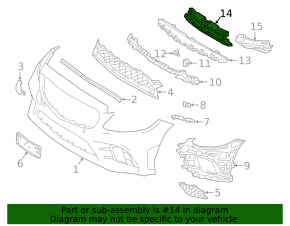Mercedes C-class W205 19-21 front bumper central absorber without radar