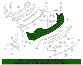 Lincoln MKZ 13-20 rear bumper, bare upper part