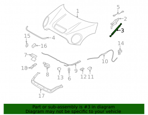 Left hood shock absorber for Mini Cooper Clubman R55 07-14