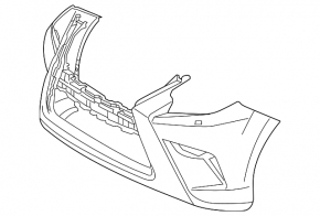 Bare front bumper for Lexus GX460 20-23 restyling, for 6 parking sensors, for headlight washers