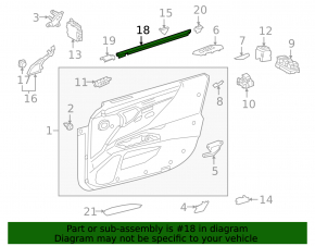 Front left inner door glass seal for Lexus ES 19-26