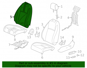 Honda Civic XI FE/FL 22-24 driver's seat back upholstery, black leather