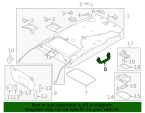 Subaru Outback 15-17 front left ceiling handle, gray