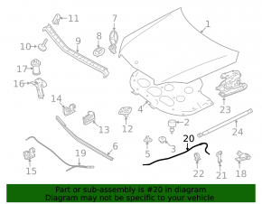 Mercedes GLK-class X204 10-15 hood lock cable