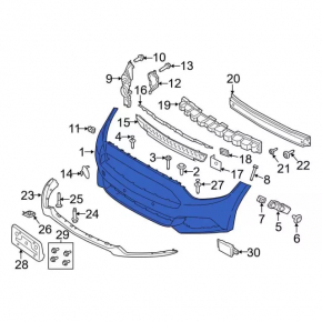 Front bumper, bare, for Ford Mustang mk6 15-17, with tow hook