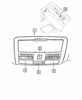 Ceiling light front Chrysler 300 11- under sunroof black