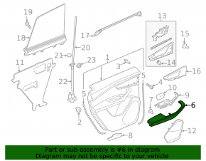 Rear right door armrest for Audi Q8 19-26, brown leather, sooty