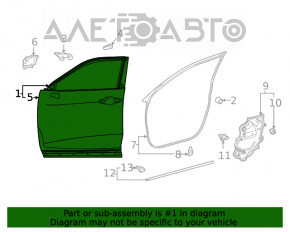 Door bare front left Toyota Highlander 20-