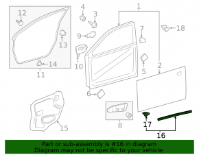 Front left lower door seal Lexus ES300h ES350 13-18