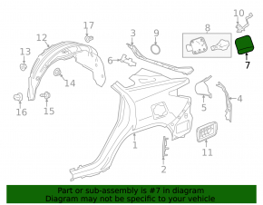 Fuel filler flap Lexus RX350L RX450hL 18-22 long