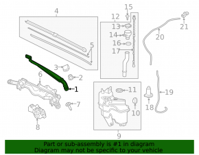 Right wiper arm for Toyota Prius 50 16-22