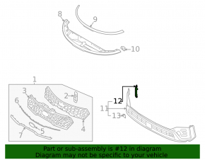 Right front bumper lower grille bracket for Kia Sorento 21-24 HEV, PHEV, gloss black