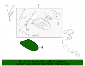 Left side mirror assembly for Nissan Sentra 16-19 (3-pin rest)