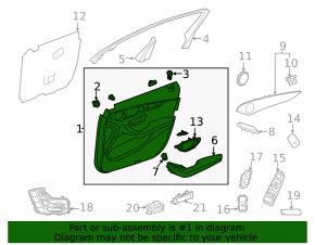 Front left door panel for Mercedes GLC 16-22, black leather, AMG pack