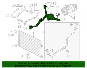 Air conditioning compressor-heater hose second Land Rover Range Rover Velar 18-23 2.0T, 3.0T, 5.0T under R1234YF