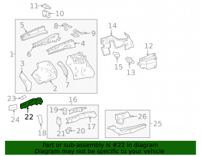 Outer side member, front right, Lexus RX300 RX330 RX350 RX400h 04-09