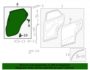 Rear left door seal Lexus NX200t NX300 NX300h 15-21
