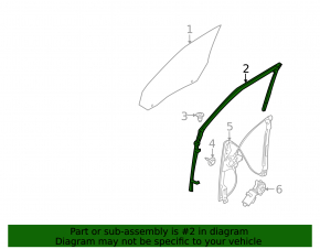 Glass seal front right Ford Flex 09-19