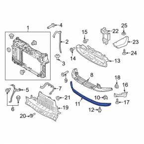 Front bumper lip central Ford Fiesta 14-19 rest