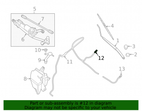 Right front window washer nozzle Nissan Sentra 13-19