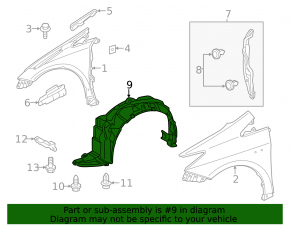 Front right mudguard Toyota Prius V 15-17 rest