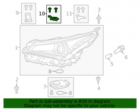 Left headlight upper center mount for Lexus NX 15-21