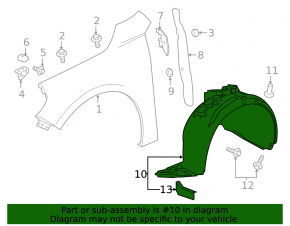 Front right fender liner Chevrolet Malibu 19-