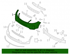 Kia Sorento 2014-2015 bare front bumper, upper part