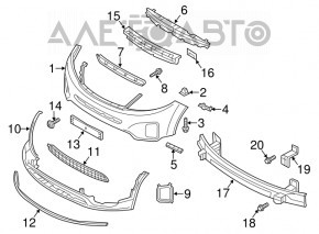 Kia Sorento 2014-2015 bare front bumper, upper part