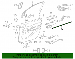 Glass seal inside front right door Mercedes W167 GLE 350 450 20-23