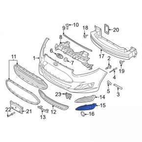 Bumper grille left Ford Fiesta 14-19 rest under fog lights