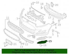 Bumper grille left Ford Fiesta 14-19 rest under fog lights