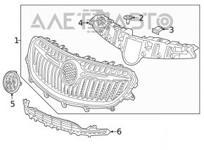 Buick Encore 17-19 Front Bumper Lower Grille