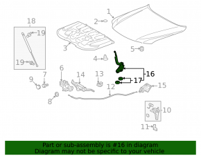 Right hood hinge for Lexus LX570 16-21 rest.