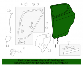 Door assembly rear left Lexus CT200h 11-17 graphite 1H9, butts