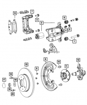 Caliper assembly rear right Fiat 500 12-19