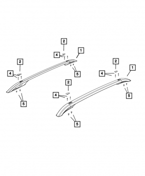 Left longitudinal roof rail for Jeep Cherokee KL 19-21, graphite, without caps