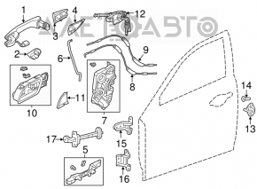Front Left Door Handle Mechanism Acura ILX 13-