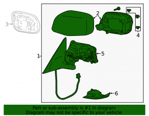 Side mirror right Lexus GS300 GS350 GS430 GS450h 06-07 14 pins, heated, auto-folding, black