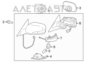 Side mirror right Lexus GS300 GS350 GS430 GS450h 06-07 14 pins, heated, auto-folding, black