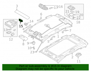 Ceiling light front right Hyundai Santa FE Sport 13-18 beige