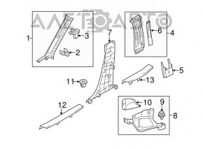 Front pillar trim right Mazda 3 14-18 BM gray, scratch