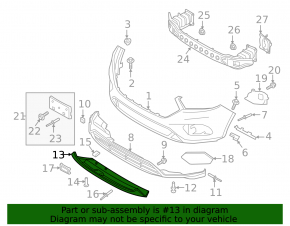 Ford Escape MK3 17-19 front bumper lip trim, silver