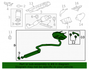 Muffler rear part with barrel Chevrolet Malibu 13-14 hybrid for 1 pipe, rusty, sawed off studs, dented