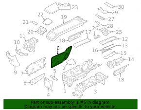 Left front center console side trim, black, Volvo XC60 18-25